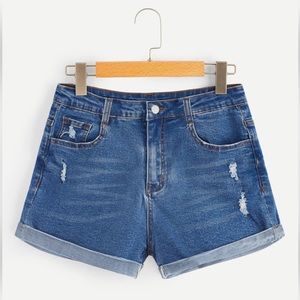 🍉 Shein Jean shorts light denim, stretchy, high waisted, front & back pockets 3X